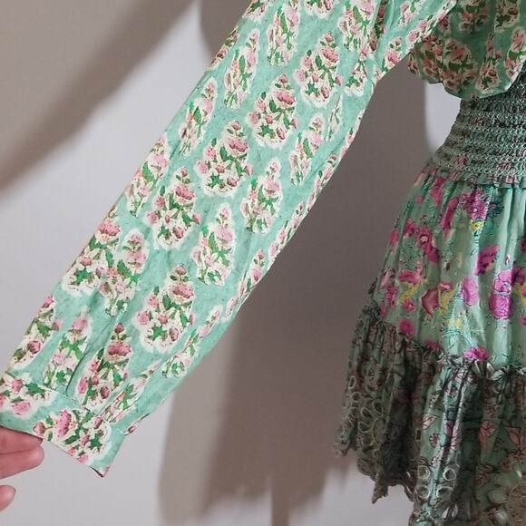 NWT Hemant & Nandita Hera Mini Dress in Mint Macaron - Picture 4 of 9